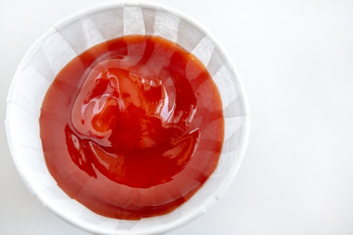 Ketchup sauce, directly above view