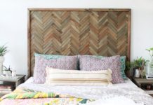 DIY Herringbone Headboard With Wood Shims